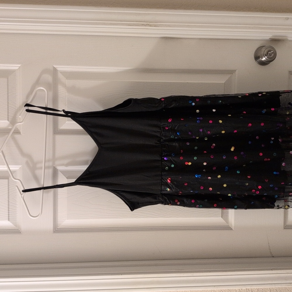 Black And Rainbow Sequin Mesh Party Dress - Picture 5 of 14